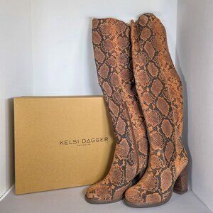 Anthropologie Kelsi Dagger Brooklyn Snakeskin OTK Boots | Size 9M | NIB